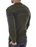 Pull fines mailles bicolore 2530 - Goldenim paris.-VERT-2530