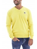 Pull col V en coton  - North sails.-JAUNE-VNE029