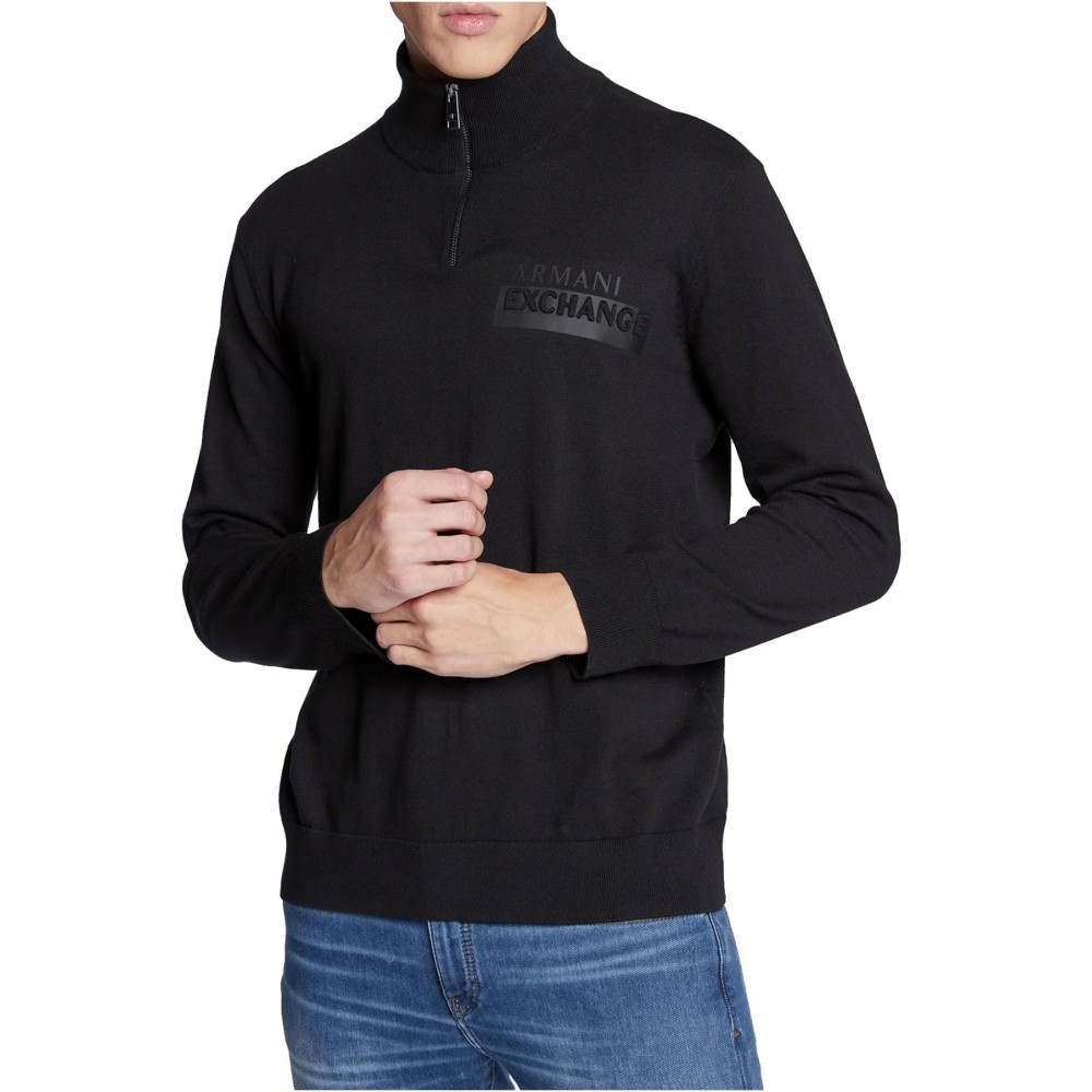 Pull à col montant zippé - Armani exchange.-1200 BLACK-6LZM2G ZMX8Z