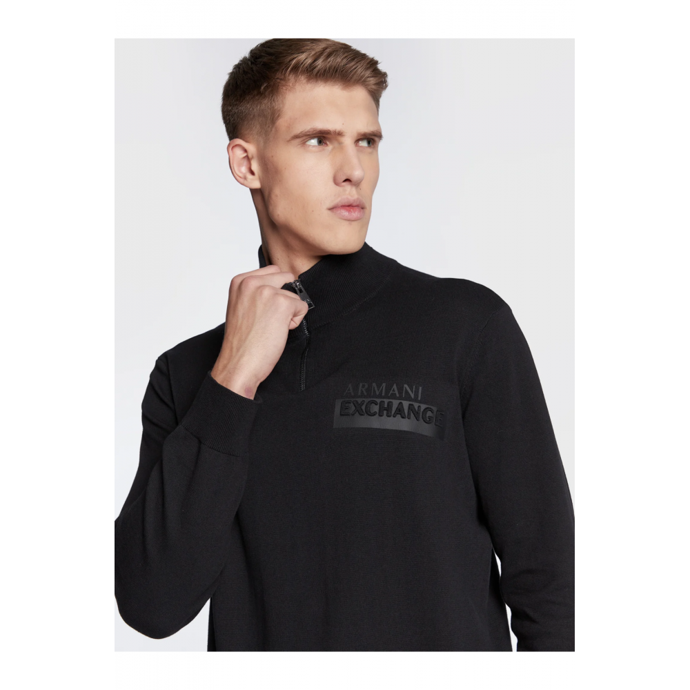 Pull à col montant zippé - Armani exchange.-1200 BLACK-6LZM2G ZMX8Z