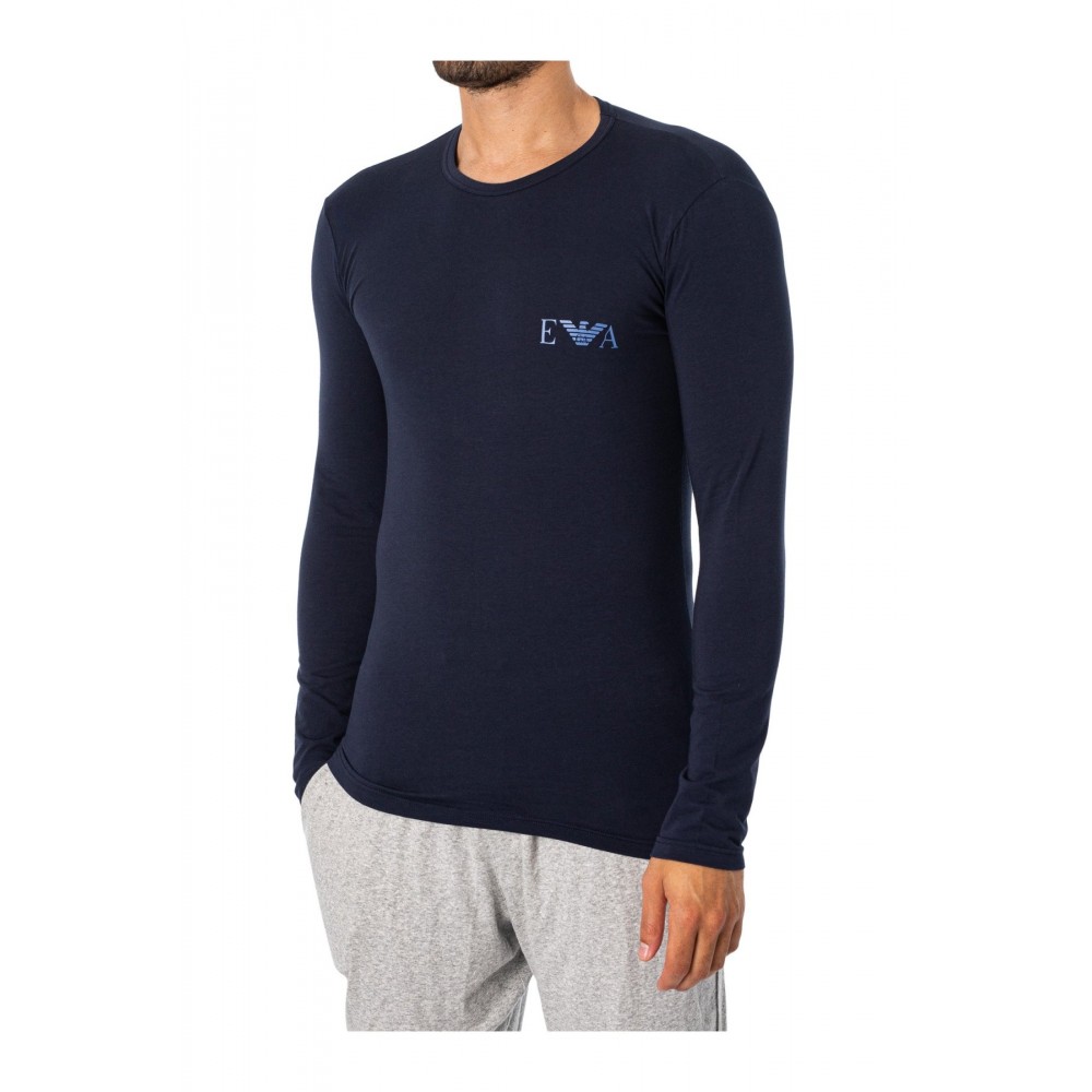 TShirt stretch ML logo printé - Emporio armani.-00135 MARINE-111023 3F715