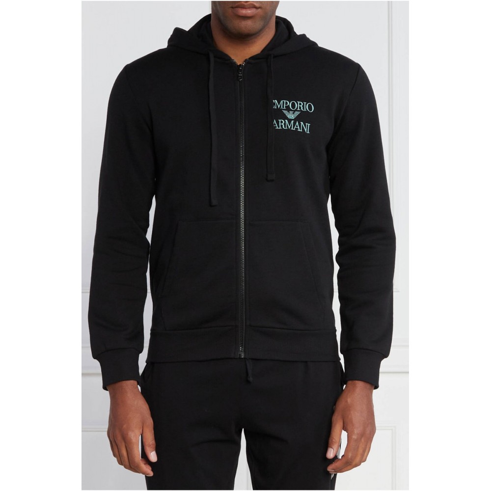 Sweat zippé à capuche logo brodé - Emporio armani.-00020 NERO-111784 3F571