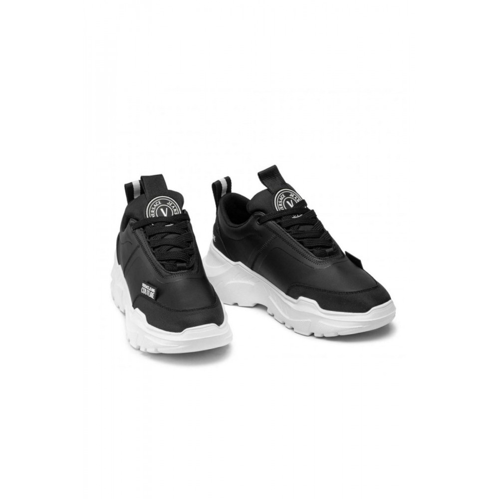 Sneakers en cuir printé - Versace Jeans.-899 BLACK-72YA3SC7 ZP095