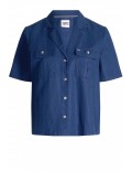 Chemise bowling en lin Tommy Jeans C87 bleu DW0DW09942