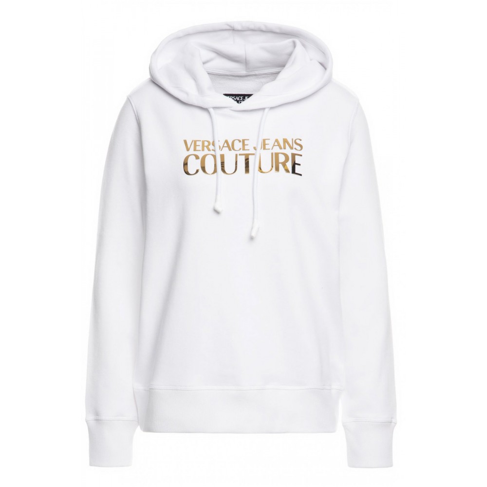 Sweat capuche à gros logo or Versace Jeans BLANC B6HVA70E