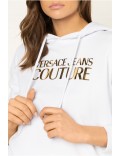 Sweat capuche à gros logo or Versace Jeans BLANC B6HVA70E