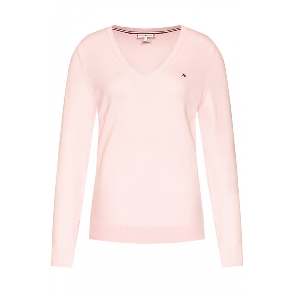 Pull fin en coton Tommy Hilfiger 888 rose WW0WW25294