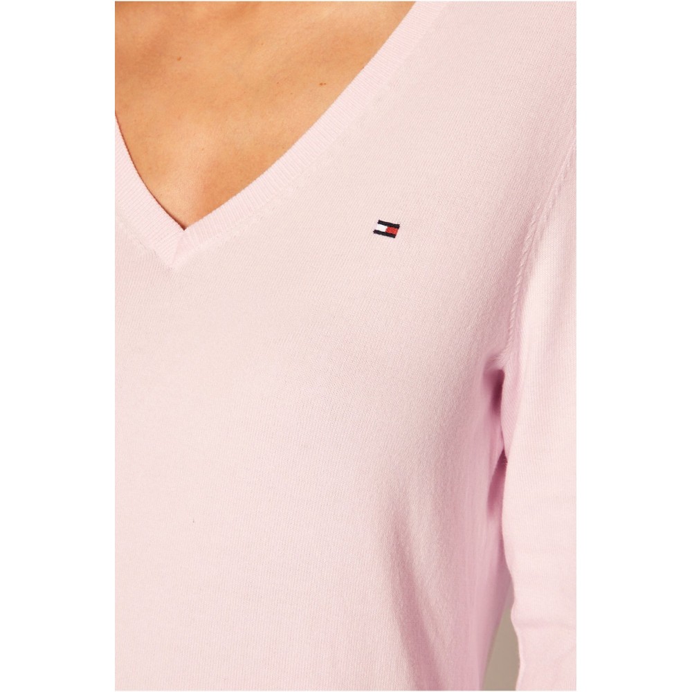 Pull fin en coton Tommy Hilfiger 888 rose WW0WW25294