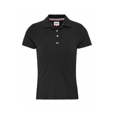 Polo stretch à logo brodé Tommy Jeans BDS Black DW0DW15847