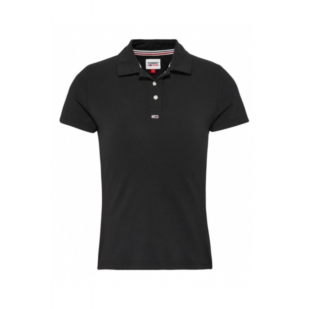 Polo stretch à logo brodé Tommy Jeans BDS Black DW0DW15847