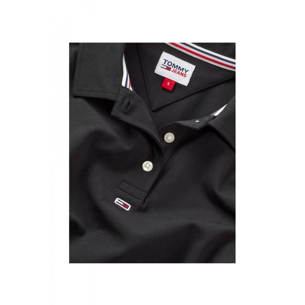 Polo stretch à logo brodé Tommy Jeans BDS Black DW0DW15847