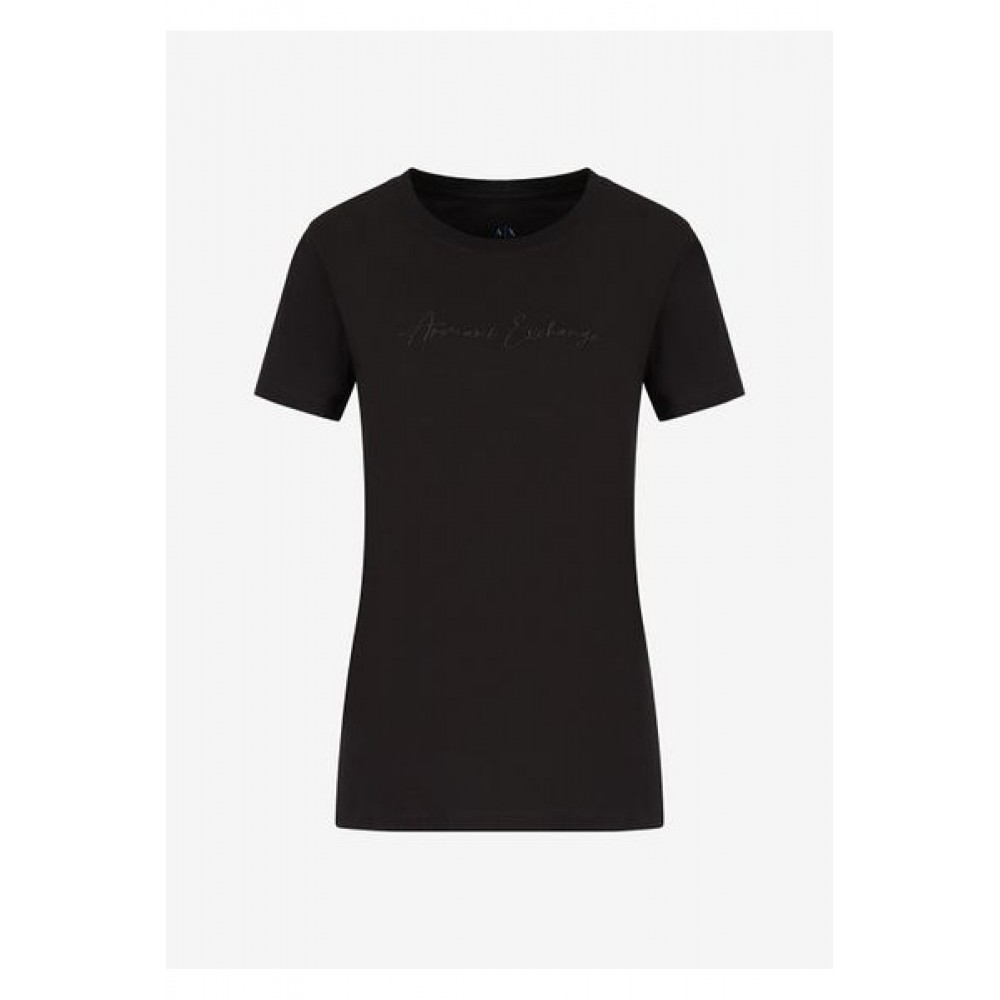 TShirt 100% coton logo brodé Armani exchange 1200 BLACK 3RYTEX YJG3Z