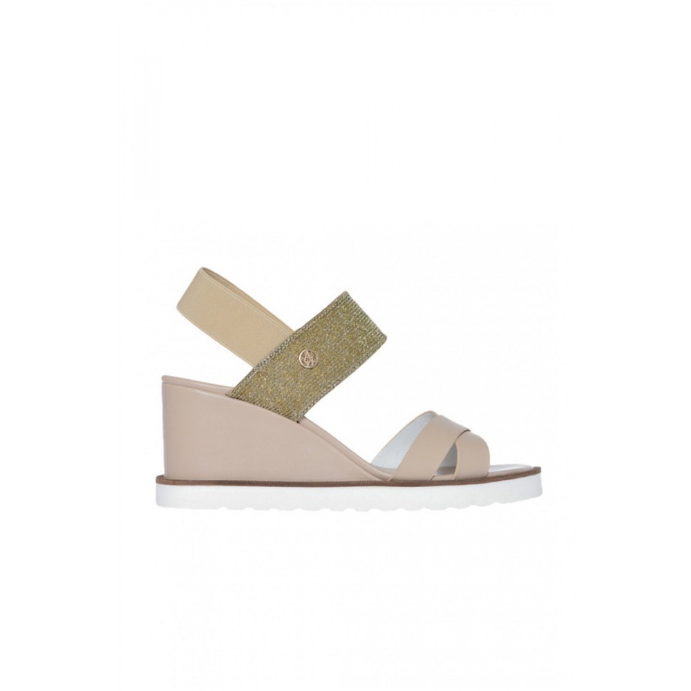 Sandale en cuir à talon compensé Armani jeans 06250 LIGHT BEIGE 925140 7P534