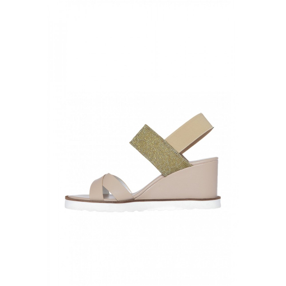 Sandale en cuir à talon compensé Armani jeans 06250 LIGHT BEIGE 925140 7P534