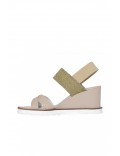 Sandale en cuir à talon compensé Armani jeans 06250 LIGHT BEIGE 925140 7P534