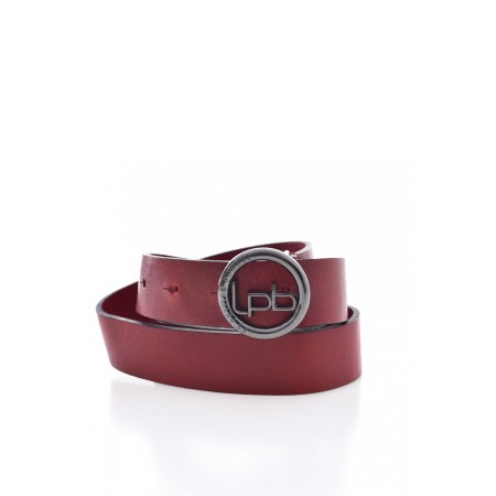 Ceinture en cuir boucle logo Les petites bombes ROUGE APRIL