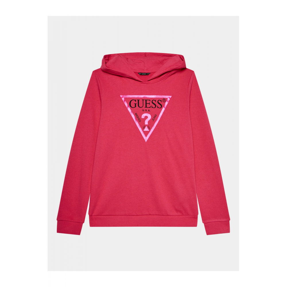 Sweat capuche logo triangle Guess jeans G6L3 SATEEN FUCHSIA J83Q14 KAUG0