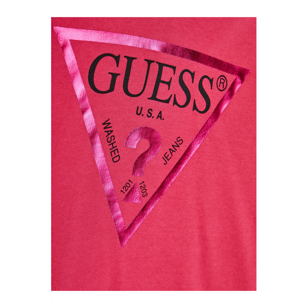 Sweat capuche logo triangle Guess jeans G6L3 SATEEN FUCHSIA J83Q14 KAUG0