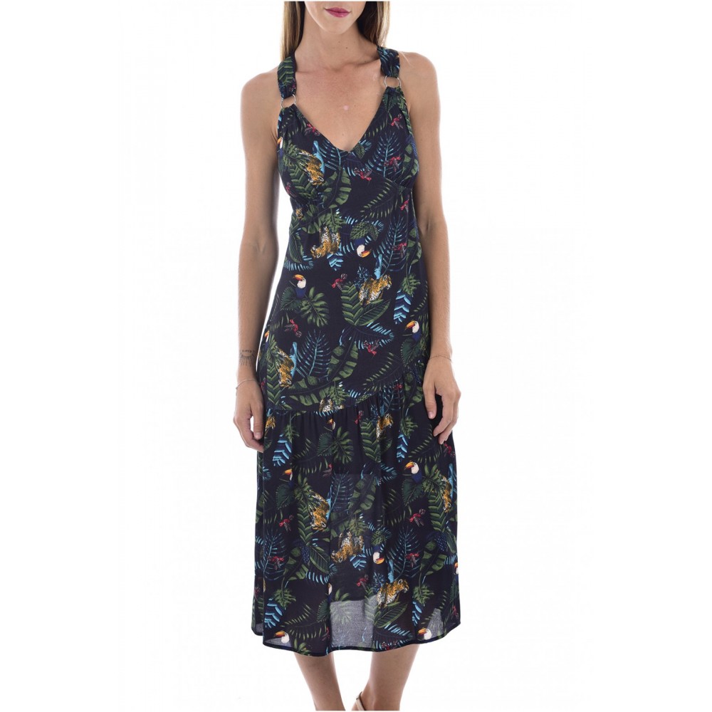 Robe midi imprimé jungle See u soon BLACK 20121060B