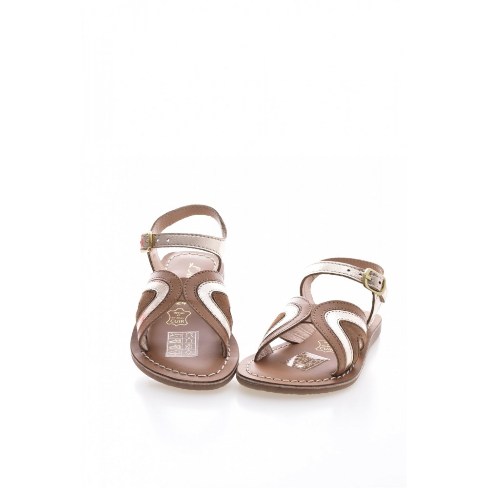 Sandales en cuir bicolore L'atelier tropezien GOLD TAN IL915-21