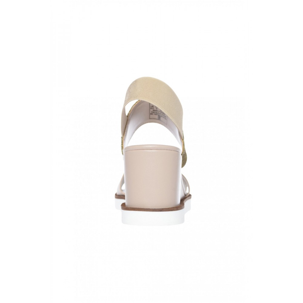 Sandale en cuir à talon compensé Armani jeans 06250 LIGHT BEIGE 925140 7P534