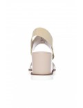 Sandale en cuir à talon compensé Armani jeans 06250 LIGHT BEIGE 925140 7P534