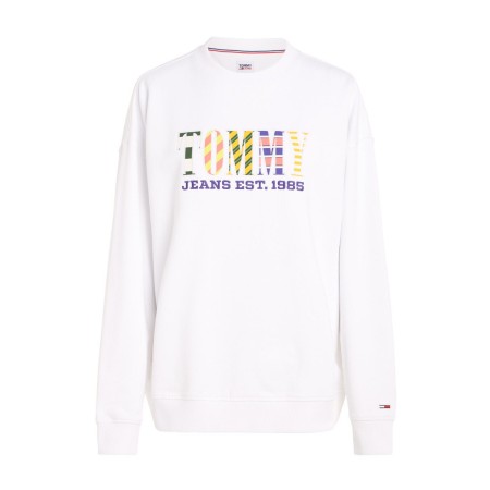 Sweat logo fantaisie Tommy Jeans YBR White DW0DW16246