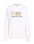 Sweat logo fantaisie Tommy Jeans YBR White DW0DW16246