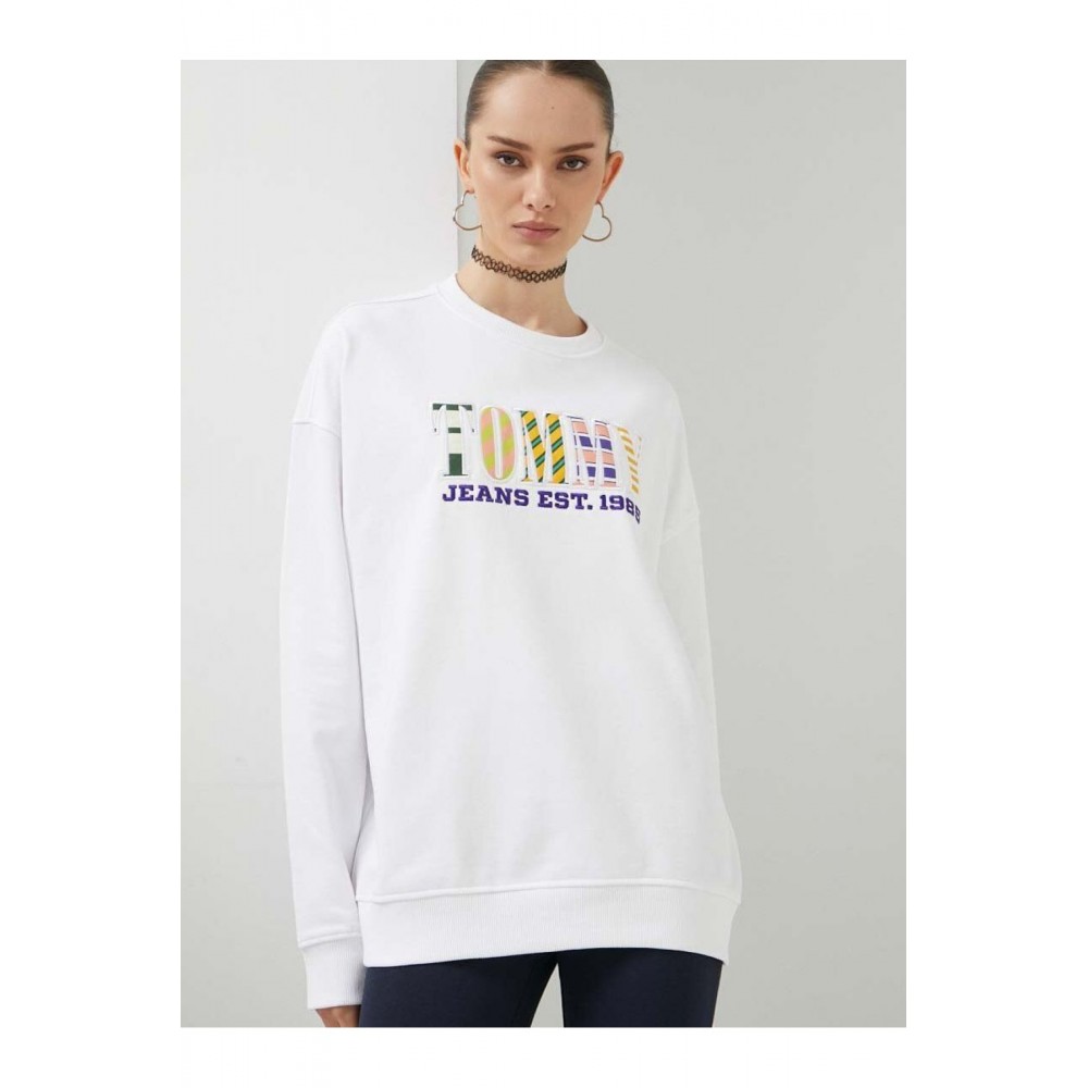 Sweat logo fantaisie Tommy Jeans YBR White DW0DW16246