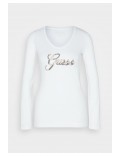 TShirt stretch logo strassé Guess jeans G011 Pure White W3YI37 J1314