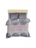 Housse de couette + 2 Taies d'oreiller - 240 x 220 cm + 60 x 60 cm - Leron - Grey - 129CTN62688 COTTON BOX Grey/Pink/White 129CT