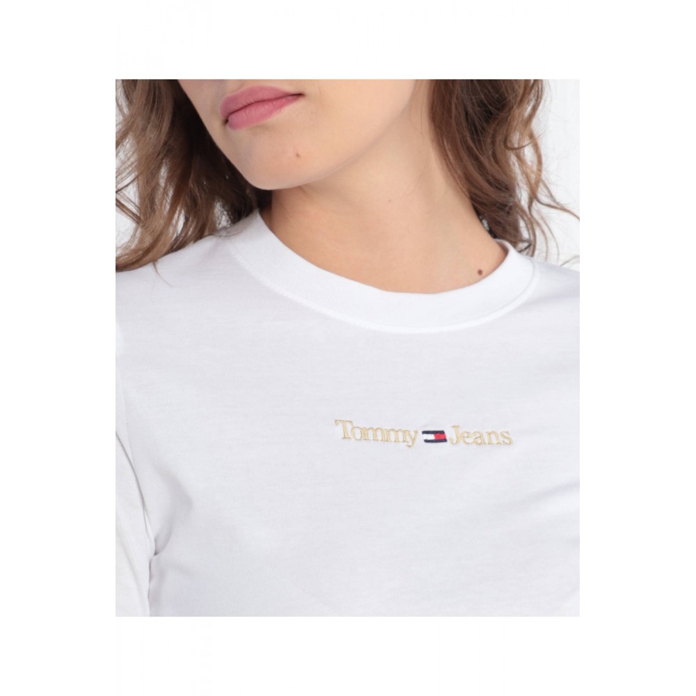 TShirt ML coton logo brodé Tommy Jeans YBR White DW0DW16439