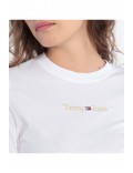 TShirt ML coton logo brodé Tommy Jeans YBR White DW0DW16439