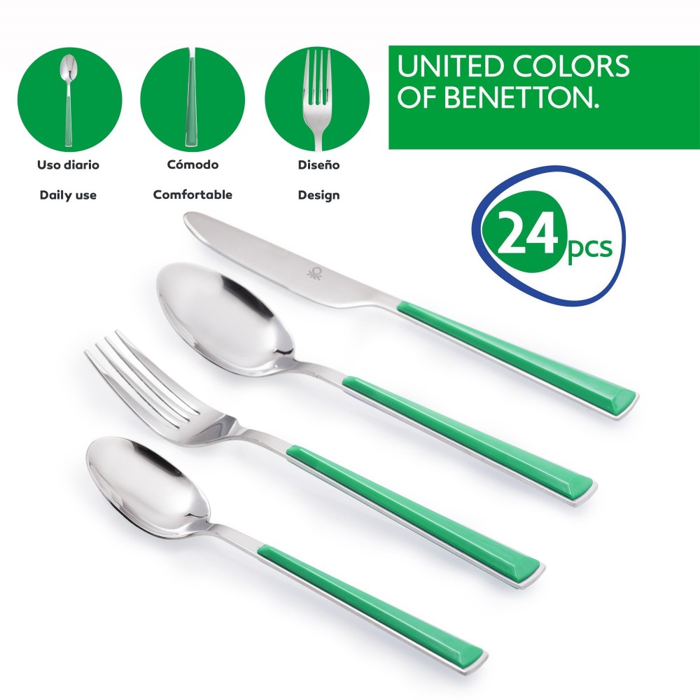 Set de couverts 24 Pièces Acier Inoxydable Manche Vert - BE118