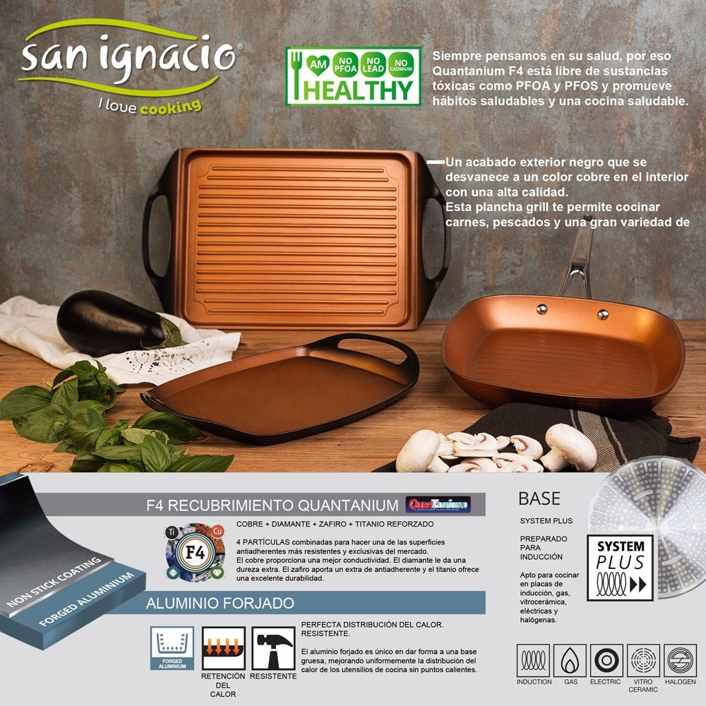 Poele en fonte special grillade, compatible induction