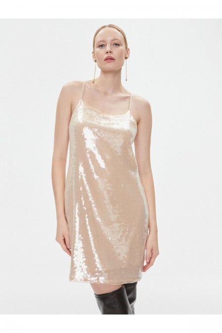 Robe cocktail à sequins Calvin klein TCY Frosted Almond J20J222524