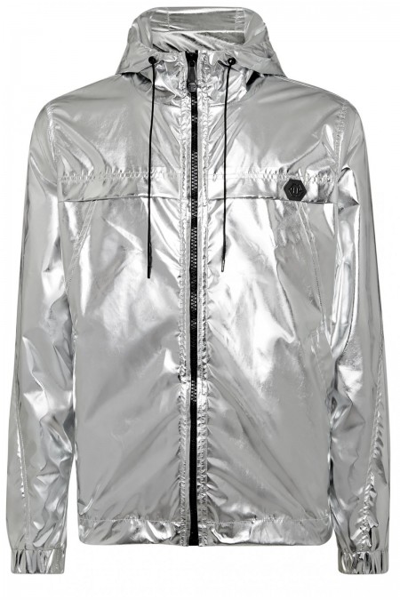 Veste à capuche nylon lurex 20th Philipp plein 70 SILVER MRB1296