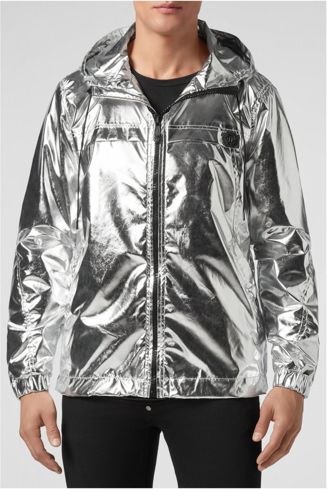 Veste à capuche nylon lurex 20th Philipp plein 70 SILVER MRB1296