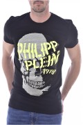 Tee shirt à tête de mort strassée Philipp plein 209 BLACK/YELLOW MTK4348 PJY002N