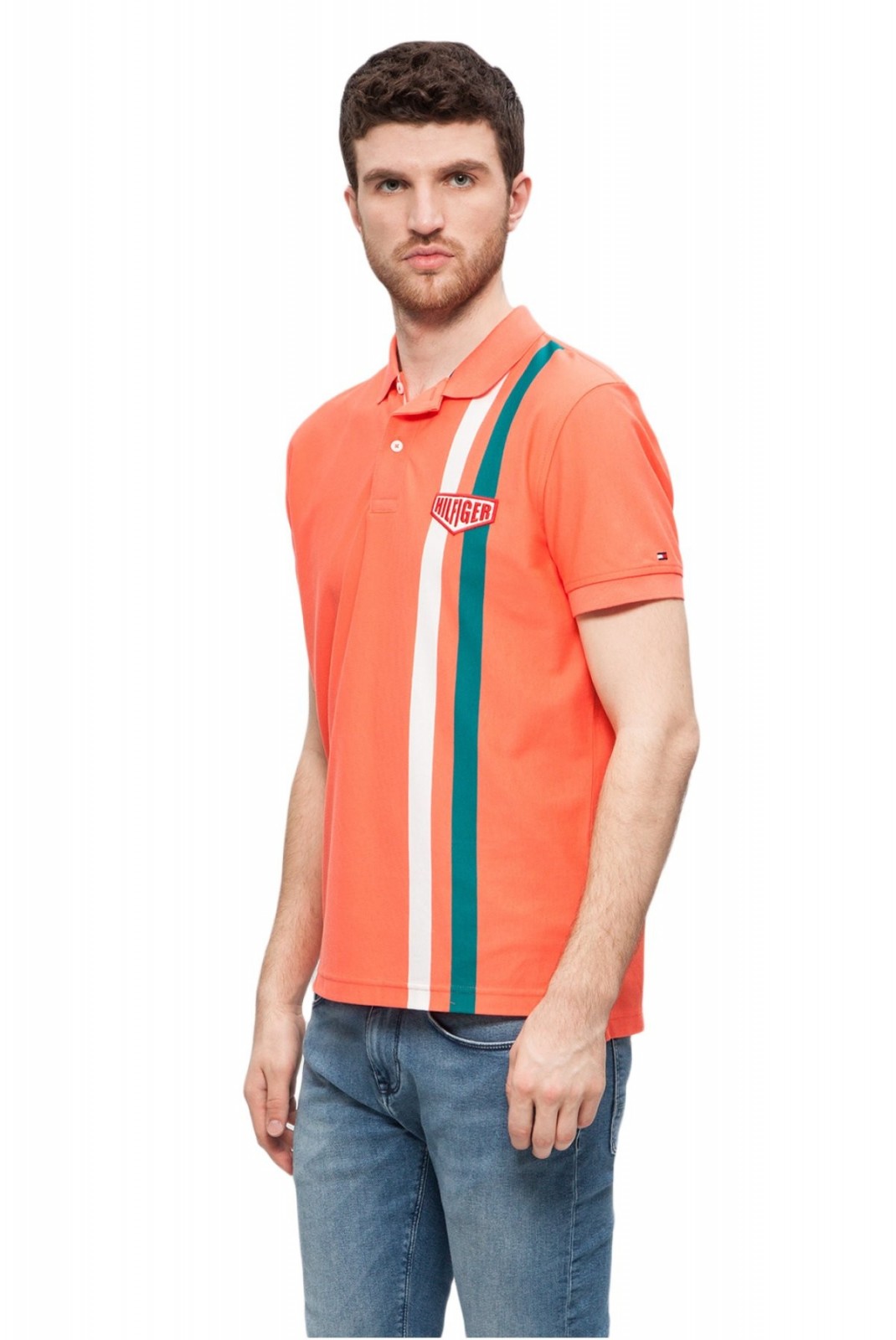 Polo en coton bio piqué Tommy Hilfiger DW5 orange MW0MW07450