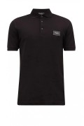 Polo en coton piqué à logo métal Dolce&Gabbana N0000 BLACK G8KK1T FU7EN