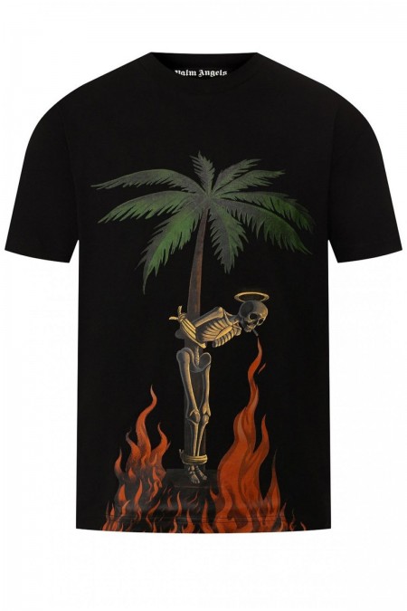 Tee shirt en coton à logo imprimé Palm Angels BLACK MULTI PMAA001R204130341088