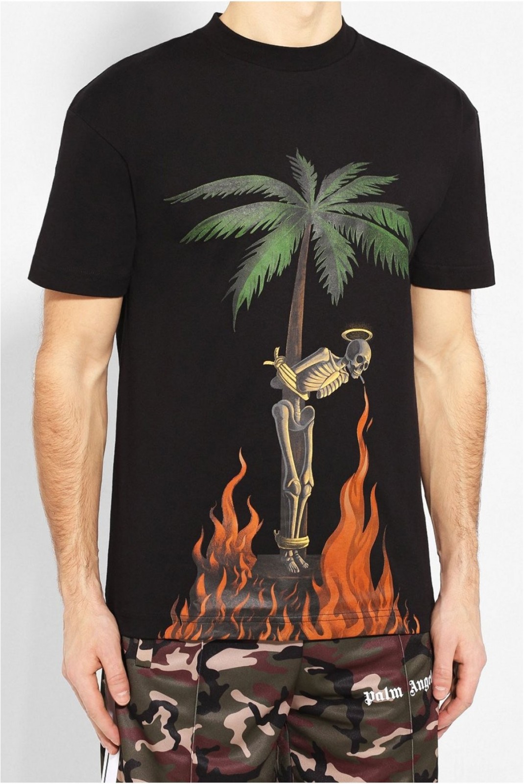 Tee shirt en coton à logo imprimé Palm Angels BLACK MULTI PMAA001R204130341088