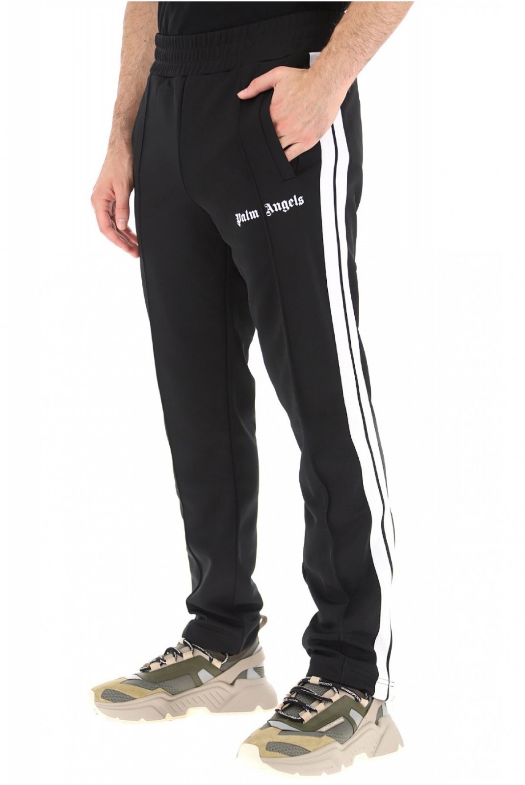 Pantalon sportwear à petit logo Palm Angels BLACK/WHITE PMCA007E20FAB0011001