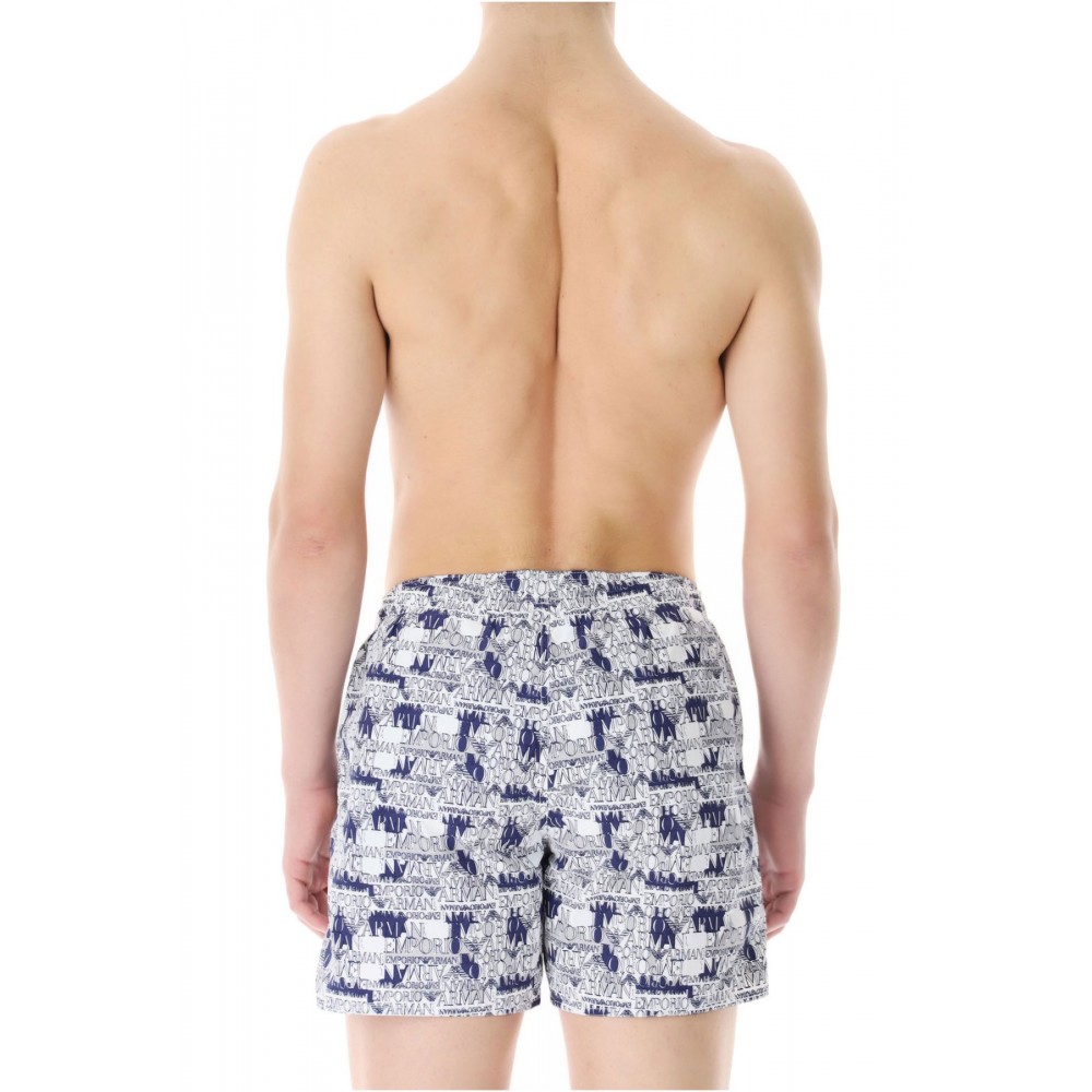 Short de bain multilogos Emporio armani 76910 LOGO ALLOVER BIANCO 211740 2R444