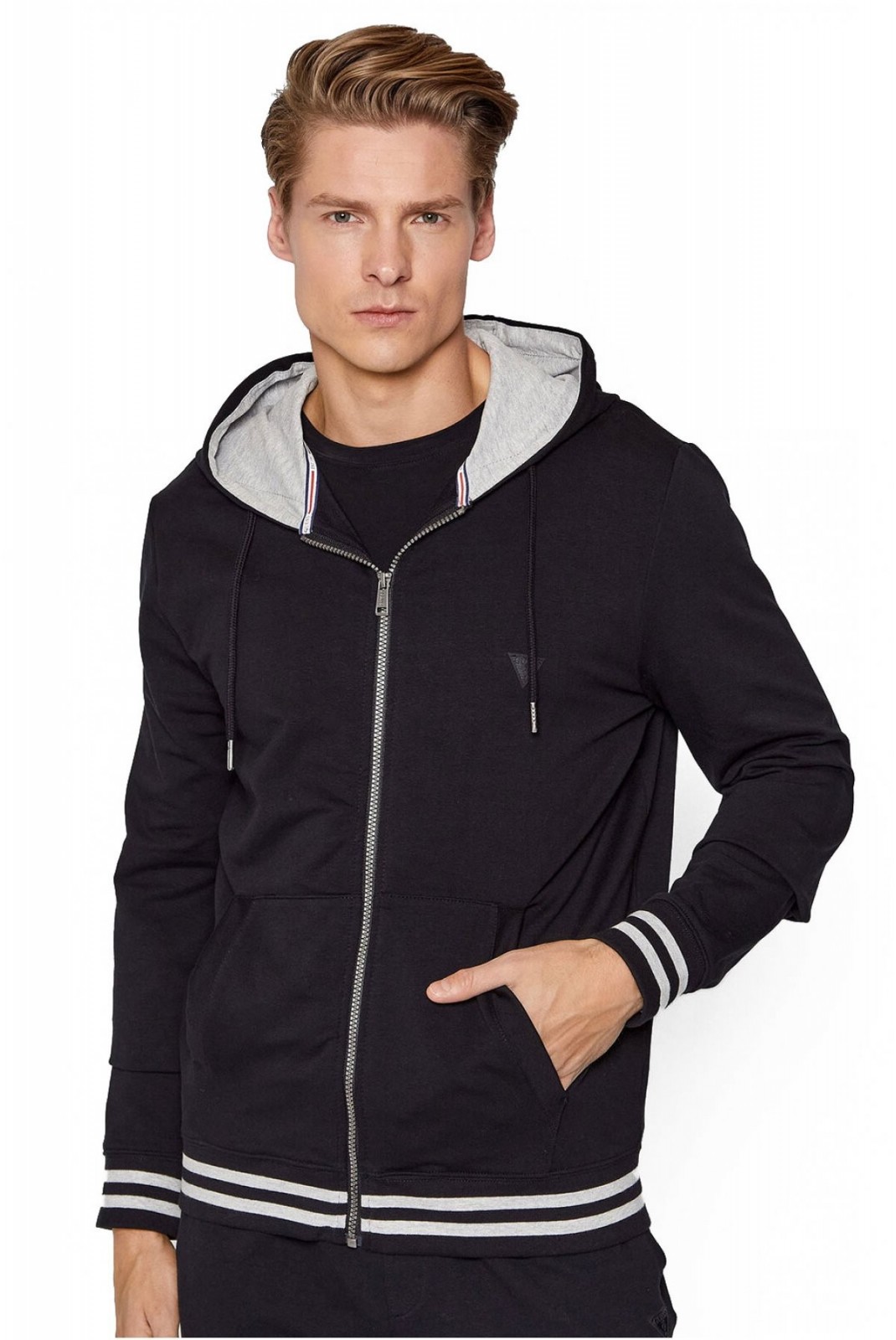 Veste à capuche stretch Guess jeans JBLK Jet Black A996 M2RQ48 K6ZS1