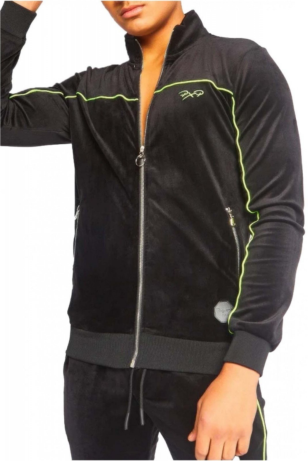 Veste zippée aspect velours Project X Black 88183353