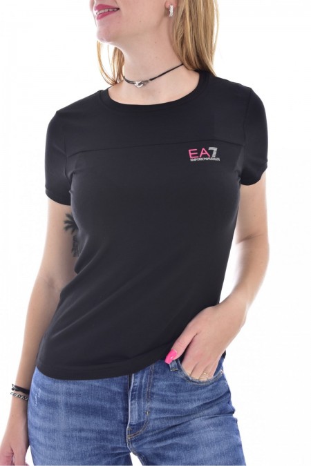 Tee shirt stretch à logo Ea7 1200 BLACK 3LTT03 TJCYZ