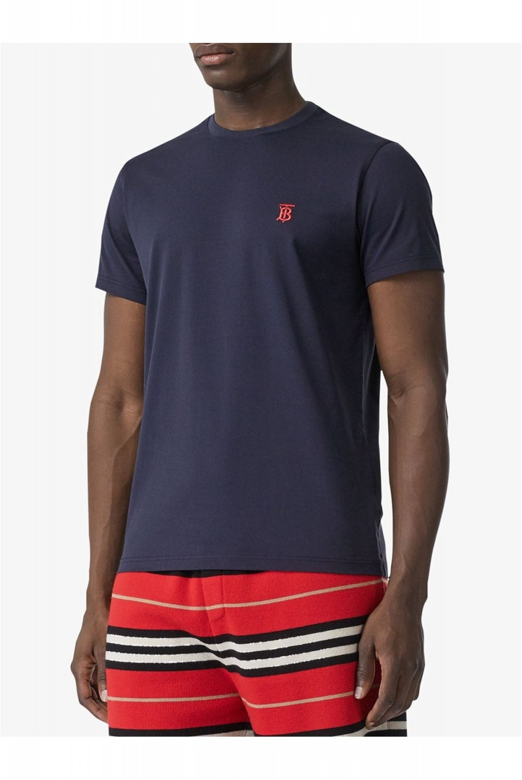 Tee shirt à logo brodé Burberry NAVY 8014022