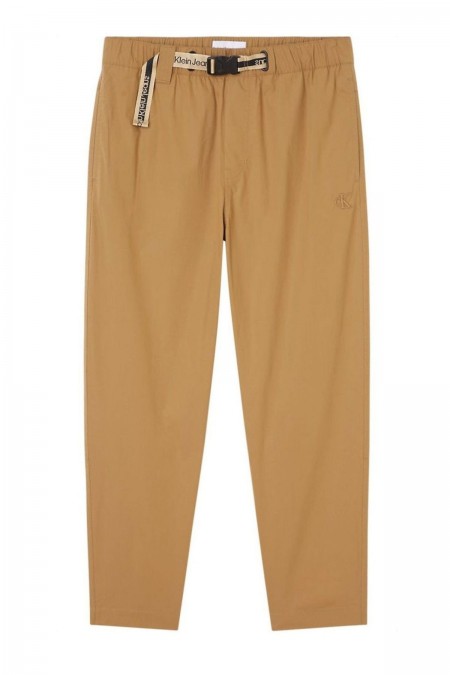 Pantalon ceinturé en toile Calvin klein GE4 Tobacco Brown J30J320589